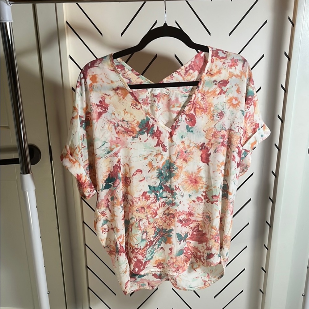 Lush Floral V-Neck Women's Top